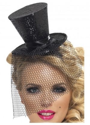 Black Fever Mini Tophat On Headband