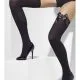 Black Opaque Thigh Highs with Black Satin Bow