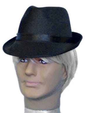 Black Trilby Hat Satin