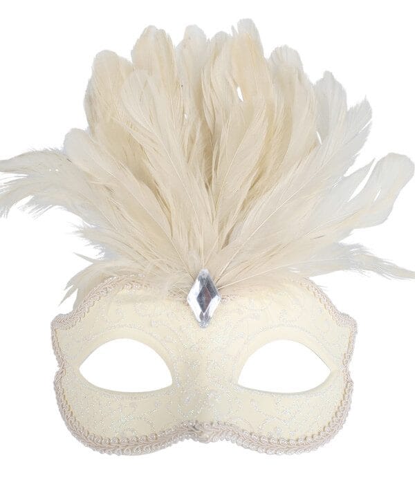 Cream Glitter Face Eye Mask with Feathers