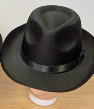 Gangster Hat Satin Black Ribbon