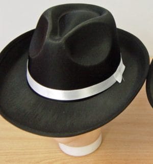 Gangster Hat Satin White Ribbon