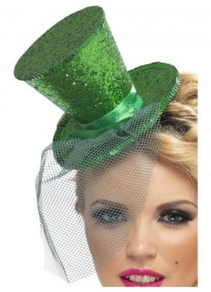 Green Fever Mini Top Hat on Headband