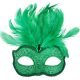 Green Glitter Face Eye Mask with Feathers