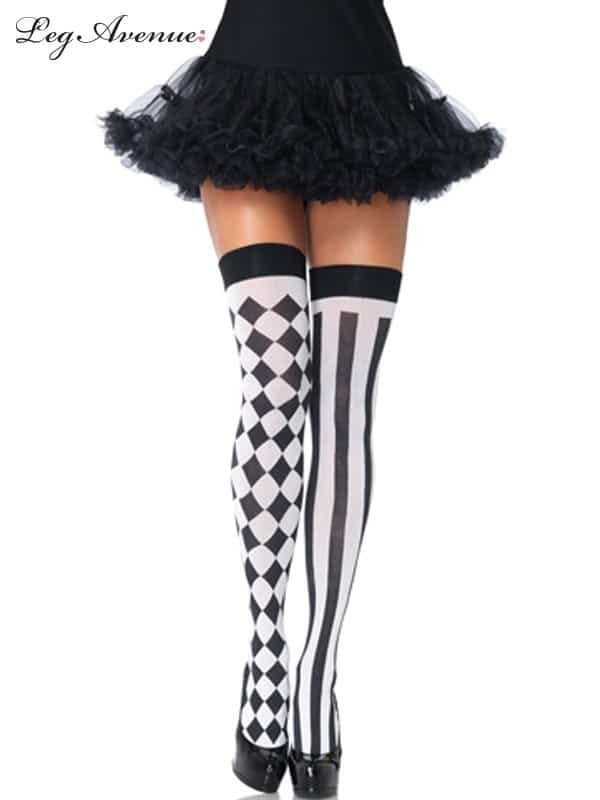 Harlequin Black and White Thigh Highs 