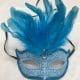 Pale Blue Glitter Face Eye Mask with Feathers