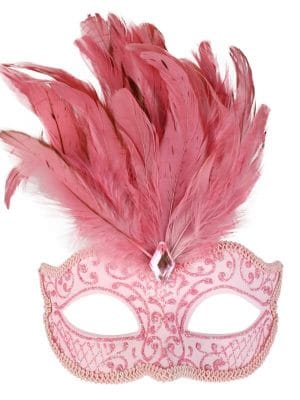 Pale Pink Glitter Face Eye Mask with Feathers