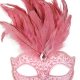 Pale Pink Glitter Face Eye Mask with Feathers