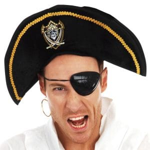 Pirate Hat Black with Gold Trim