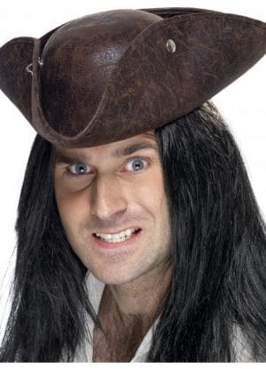 Pirate Leather Look Tricorn Hat