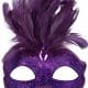 Purple Glitter Face Eye Mask with Feathers