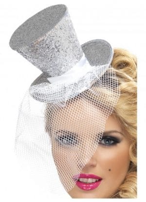 Silver Fever Mini Top Hat on Headband