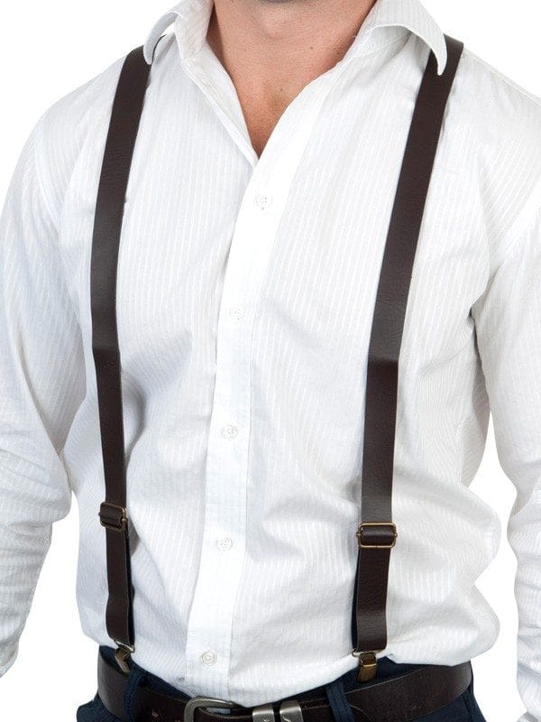 Suspender leather look brown