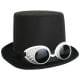 Top Hat Black with Steampunk Goggles