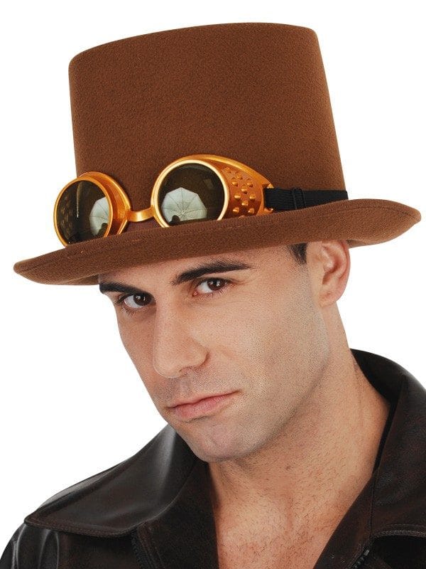 Top Hat Brown with Steampunk Glasses