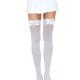 White Opaque Thigh Highs with White Satin Bow