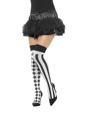 Black and White Striped Thigh High Stocking - image  on https://www.abracadabrafancydress.com.au