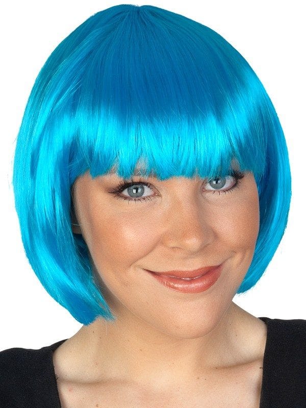 Bob Paige Wig with Fringe Aqua Blue