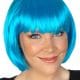 Bob Paige Wig with Fringe Aqua Blue