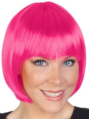 Bob Paige Wig with Fringe Hot Pink