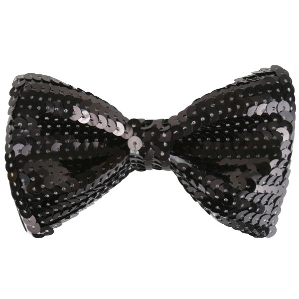 Bow Tie Sequin Black - Abracadabra Fancy Dress