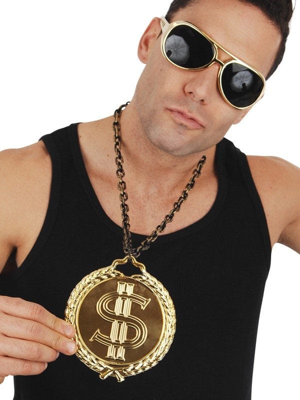 Dollar Sign Medallion 12cm on Chain Gold