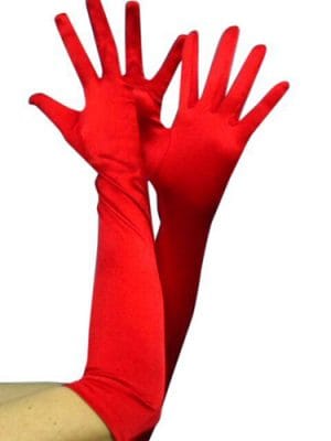 Gloves - Long Satin Red