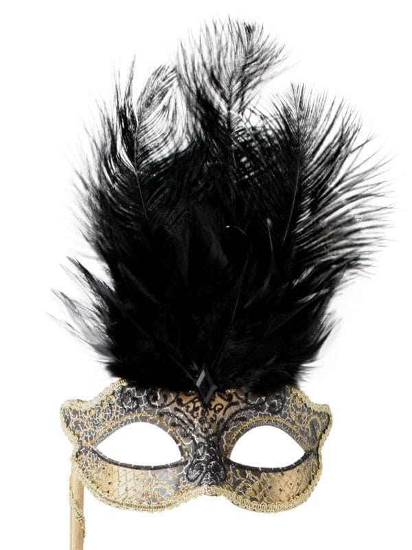 Josephine Black with Stick and Feathers Eye Mask
