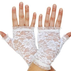 Lace Fingerless White Gloves