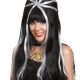 Long Beehive Black with White Stripes & Spider Wig