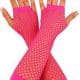 Long Hot Pink Fishnet Gloves