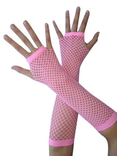 Long Light Pink Fishnet Gloves - Abracadabra Fancy Dress