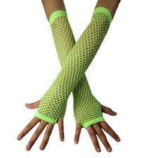 Long Neon Green Fishnet Gloves