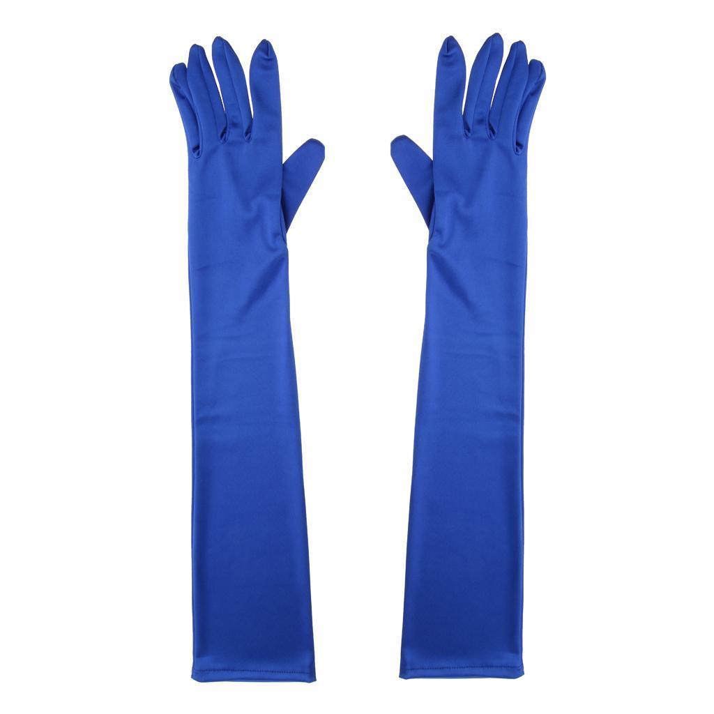 Long Nylon Blue Gloves - Abracadabra Fancy Dress