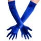 Long Royal Blue Satin Gloves