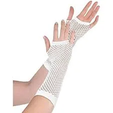Long White Fishnet Gloves