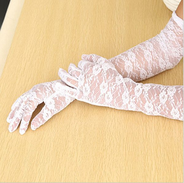 Long White Lace Gloves