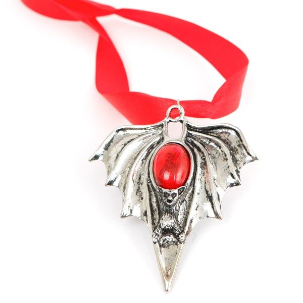 Necklace Vampire Bat with Red Stone