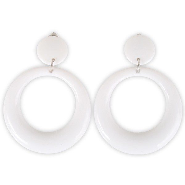 Round White Clip-on Earrings
