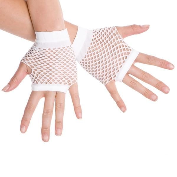 Short Fishnet White Gloves
