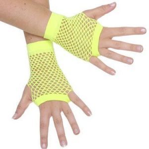 Short Fishnet Yellow Gloves