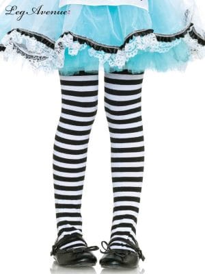 Child Girls Black and White Stripe Tights