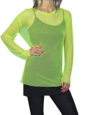 Top - 80S Fishnet Top - Neon Green