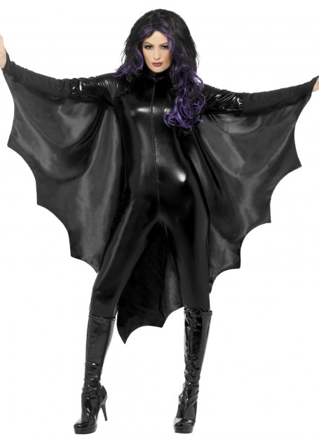 Vampire Bat Wings, Black, with High Collar