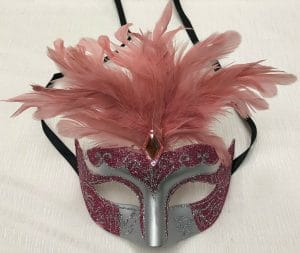 Gabrielle Eye Mask with Pink Feathers