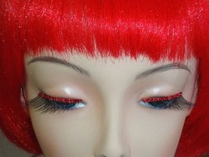 Eyelashes - Black With Red Glitter Trim