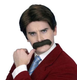 Newsreader 70’s Brown Wig and Moustache Ron Burgundy