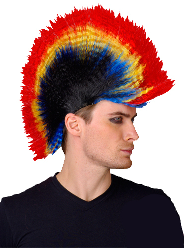 Punk Mohawk Wig - Rainbow and Black