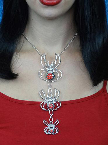 Spiders Silver Metal Necklace