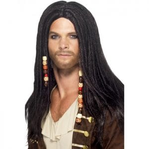 Mens Black Pirate Wig